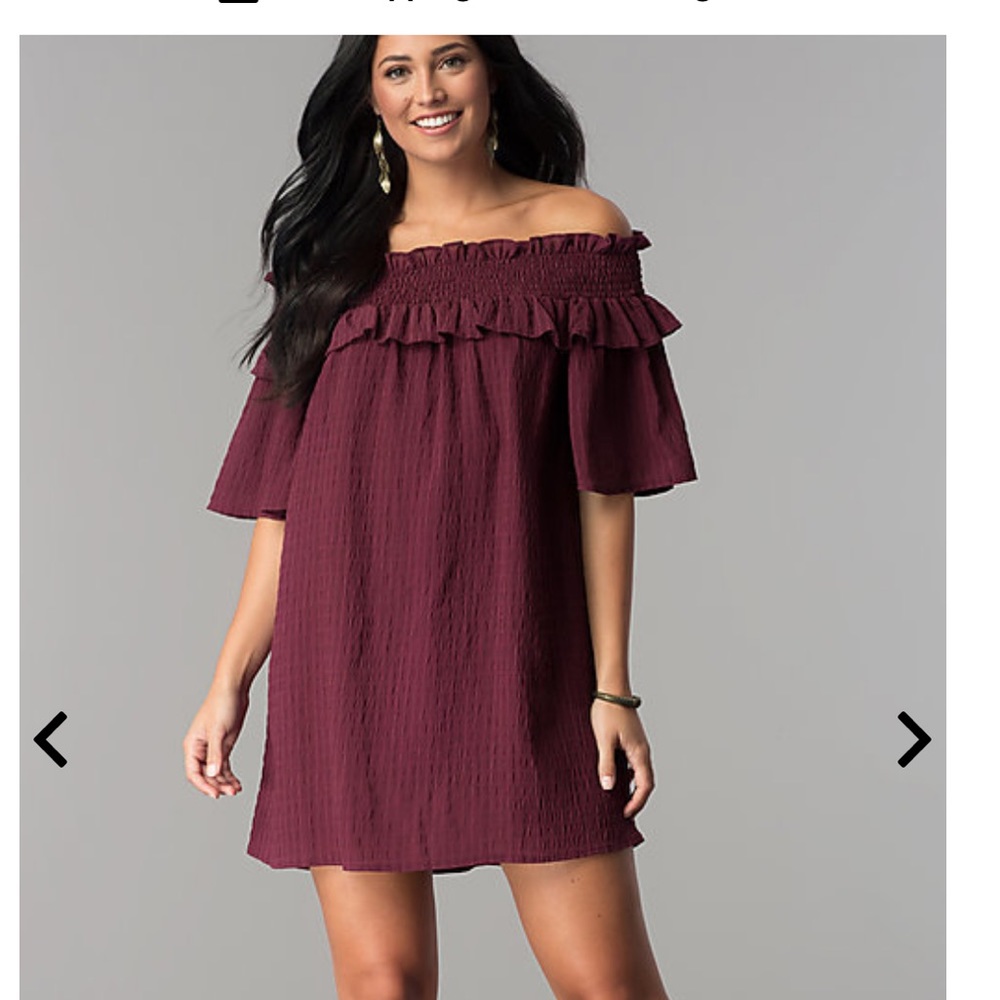 Symphony Off the Shoulder Burgundy Dress Medium